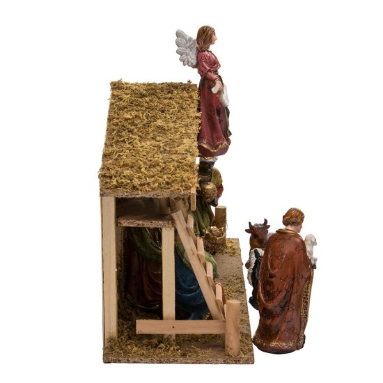 Kurt Adler 12-Piece Nativity Set with Wooden Stable