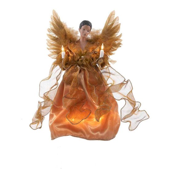  13-Inch Ul 10-Light Gold African American Angel Treetop