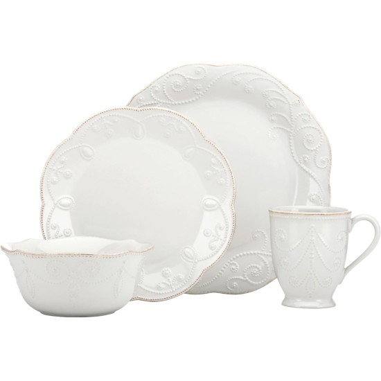  French Perle 4-Piece Place Setting, White