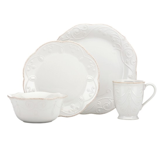  French Perle 4-Piece Place Setting, White