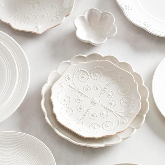  French Perle Scallop 12 Piece Dinnerware Set, White