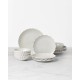  French Perle Scallop 12 Piece Dinnerware Set, White