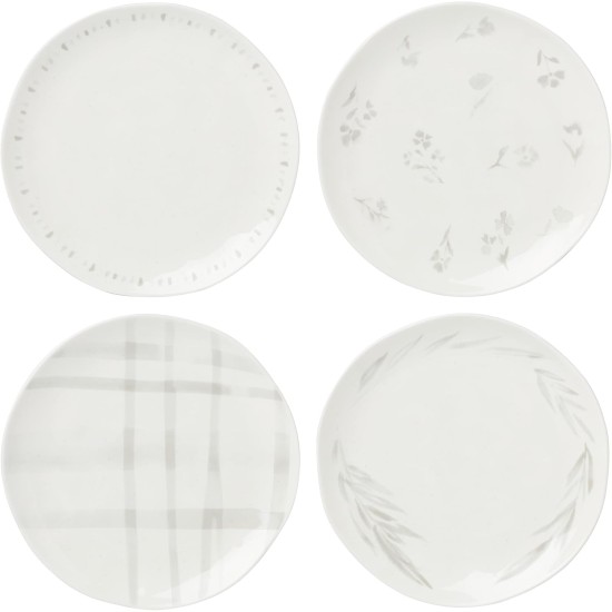  Oyster Bay 4Pc Accent Plates, White