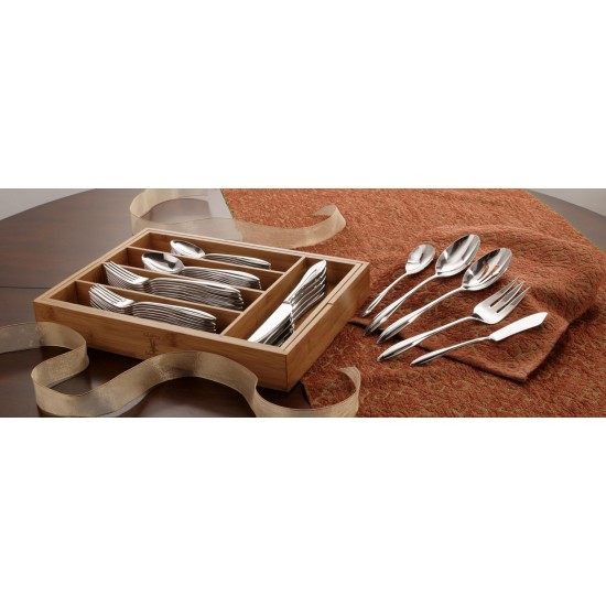  Sculpt 65-Piece Flatware Set, Metallic