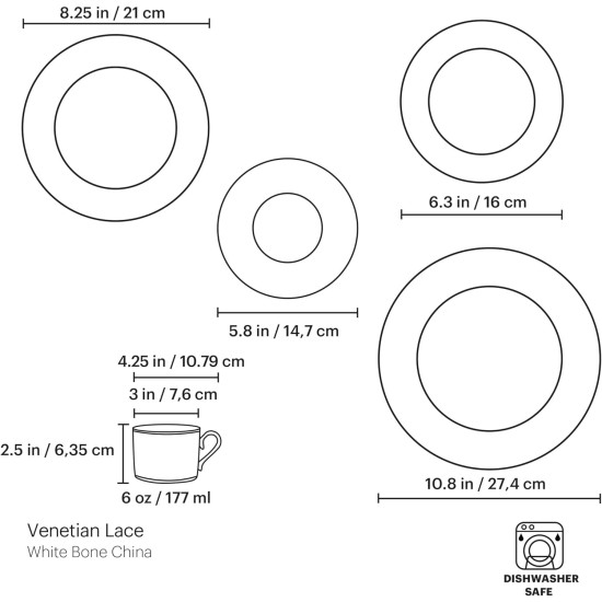  Venetian Lace 5 Piece Place Setting, White