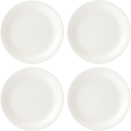  White Profile Porcelain 4-Piece Dinner Plate Set