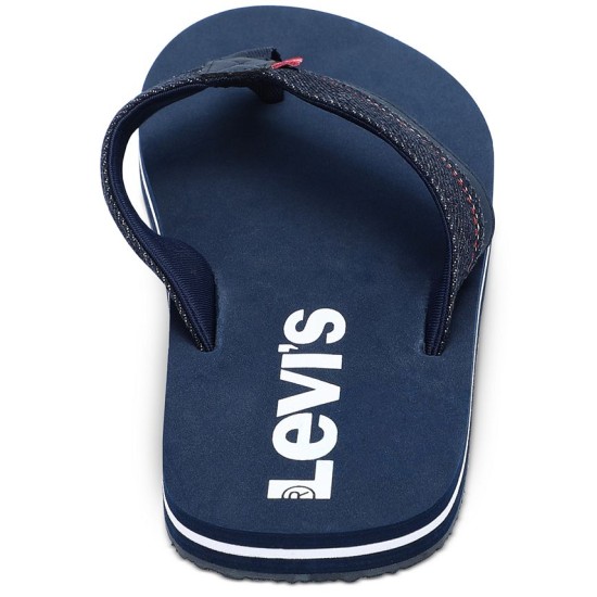 Levi’s Men’s Wordmark Slip-On Thong Sandals Men’s Shoes, Navy, 11M