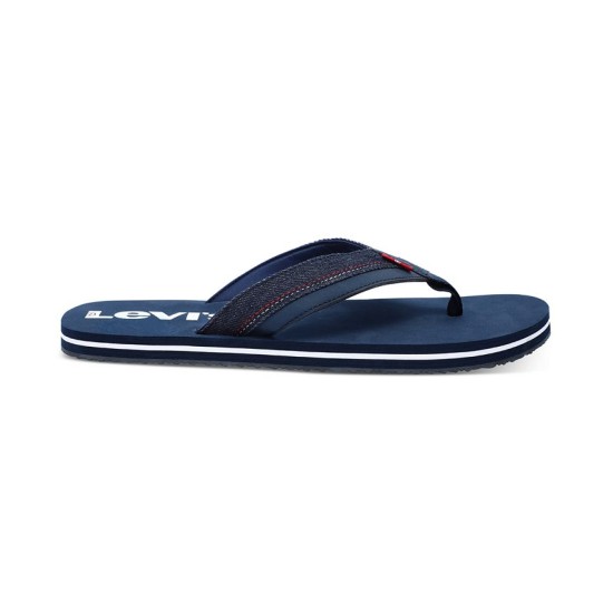 Levi’s Men’s Wordmark Slip-On Thong Sandals Men’s Shoes, Navy, 11M