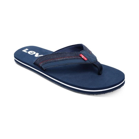 Levi’s Men’s Wordmark Slip-On Thong Sandals Men’s Shoes, Navy, 10M