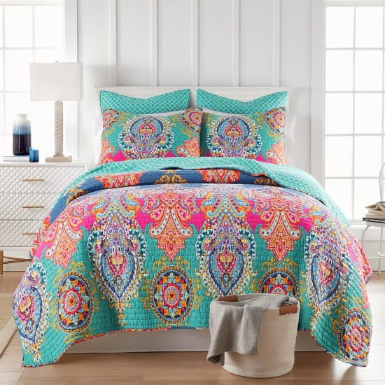  Fantasia King/California King Quilt Set, Multicolor