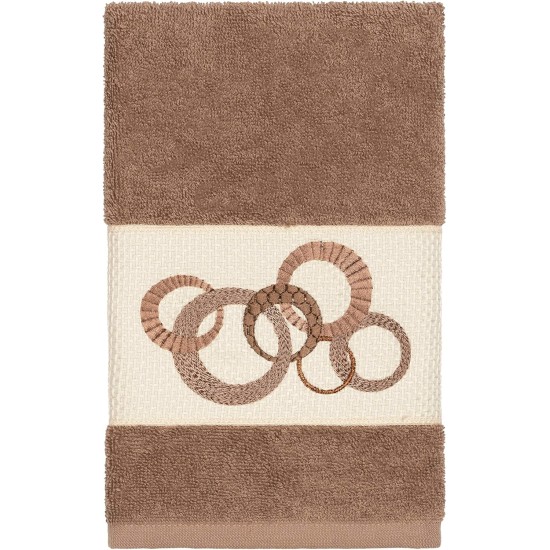  Turkish Cotton Annabelle Embellished Hand Towel Bedding, Brown, 30×16