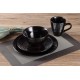  16 Piece Stoneware Scroll Dinnerware Set, Service for 4, Black