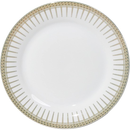  57-Piece Porcelain Dinnerware Set with Rain Drop Border, Service for 8, Gold