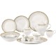  57-Piece Porcelain Dinnerware Set with Rain Drop Border, Service for 8, Gold