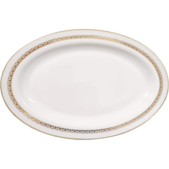  New Bone China 57 Piece Dinnerware Set, Service for 8, Gold