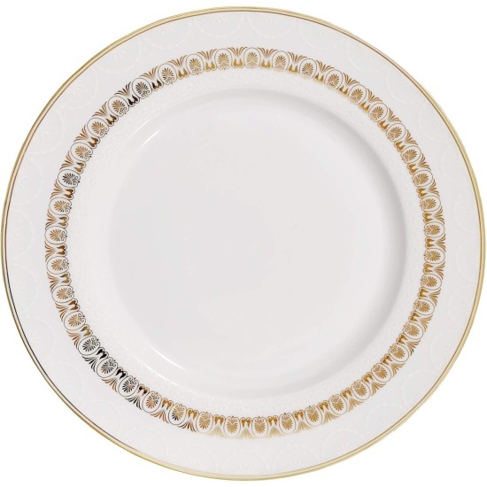  New Bone China 57 Piece Dinnerware Set, Service for 8, Gold