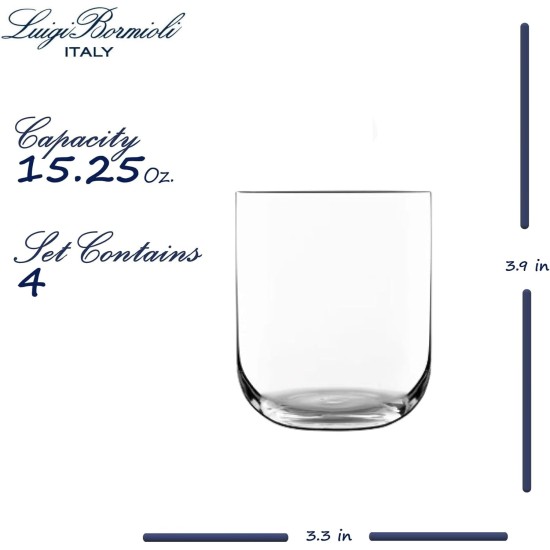  – 11561/01  Sublime 15.25 oz DOF Double Old Fashioned Glasses, Set of 4, Clear