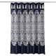 , 72″ x 72″, Navy Boho Medallion Shower Curtain-Fabric Bohemian Damask Print Design with Tassels