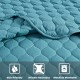  Alva 3-Piece Scalloped Edge Quilt Set with Shams, Teal, Full/Queen