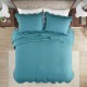  Alva 3-Piece Scalloped Edge Quilt Set with Shams, Teal, Full/Queen