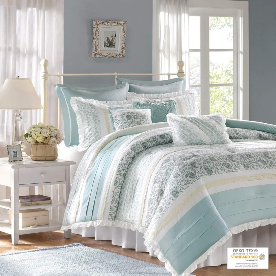  Dawn 9-Pc.Comforter Set, Queen Bedding, Blue