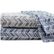  Essentials Chevron Printed Ultra Soft 3 Piece Sheet Set, Navy, Twin