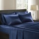  Essentials Satin 6-Pc. Sheet Set, Queen Bedding, Navy, Queen