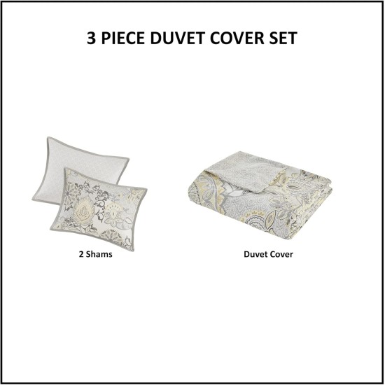  Isla Reversible 3-Pc. Duvet Cover Set, Full/Queen Bedding, Yellow