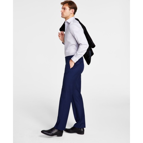  Men’s Classic Fit Flat Front Creased Pants, Navy, 32×30