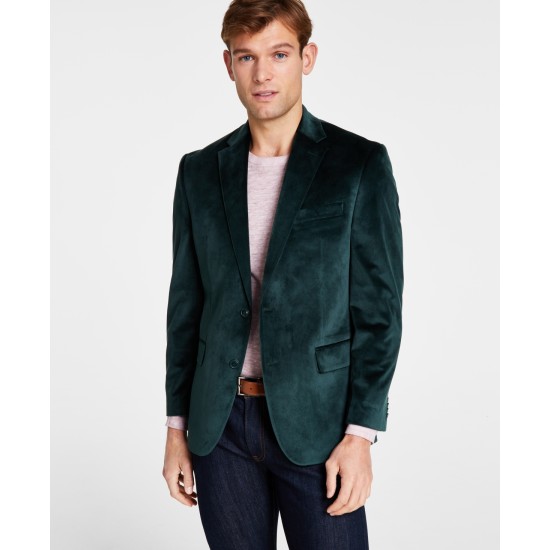  Men’s Classic Fit Velvet Sport Coats, Green, 42L