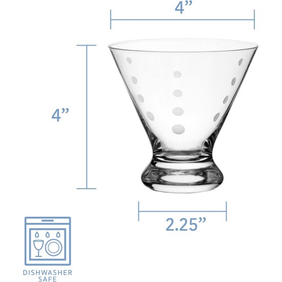  Cheers Set of 4 Stemless Martini Glass, 4 Count (Pack of 1), Clear, 8 ounces