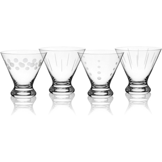  Cheers Set of 4 Stemless Martini Glass, 4 Count (Pack of 1), Clear, 8 ounces