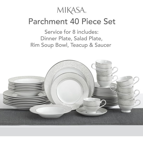  Parchment 40 Pc. Dinnerware Set, Service for 8