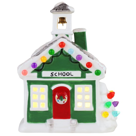  6″ Nostalgic Ceramic Village School Décor, Green