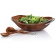  Braid 20″ 3 piece Wood Salad Bowl with Servers, Brown