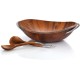  Braid 20″ 3 piece Wood Salad Bowl with Servers, Brown