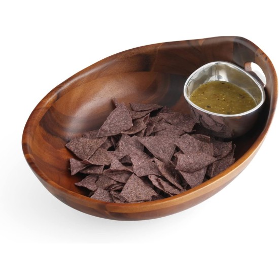  Portables Wood Chip and Dip 2 Piece Set, Metal Alloy (6-inch)