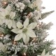  3′ Feel Real Frosted Colonial Pencil Slim Hinged Tree with Poinsettias, Berries 50 Clear Lights – Green