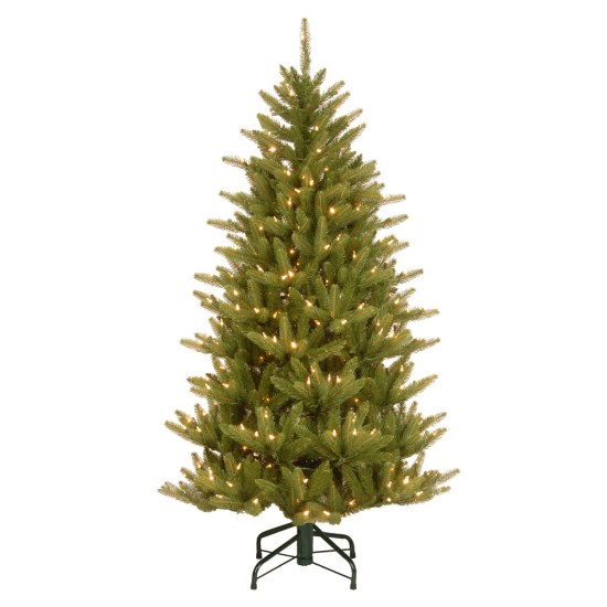  4.5′ Feel Real(R) Natural Fraser Slim Hinged Tree with 300 Clear Lights, Green