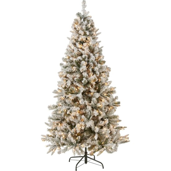  6.5 ft. Snowy Mixed Pine Tree with Clear Lights, Green