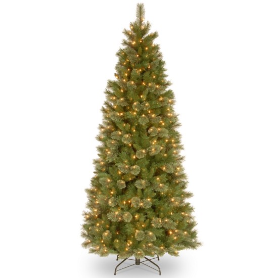  7.5-ft. Tacoma Pine Slim With 500 Clear Lights, Green