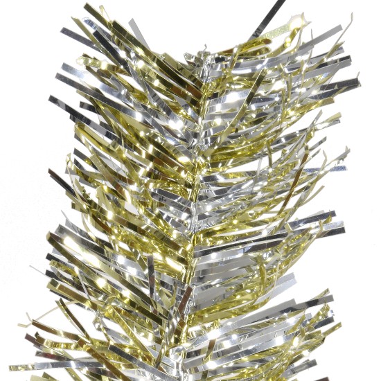  Artificial Christmas Tree, Champagne Gold Tinsel, Includes Stand, 3 feet