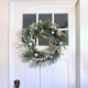  Artificial Decorated Evergreen Christmas Wreath, with Berry Clusters, Silver Pinecones, and Leafy Greens, 24 in