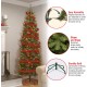  Artificial Pre-Lit Slim Christmas Tree, Green, Kingswood Fir, Multicolor Lights, Includes Stand, 6.5 Feet