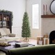  Artificial Pre-Lit Slim Christmas Tree, Green, Kingswood Fir, White Lights, Includes Stand, 6.5 Feet