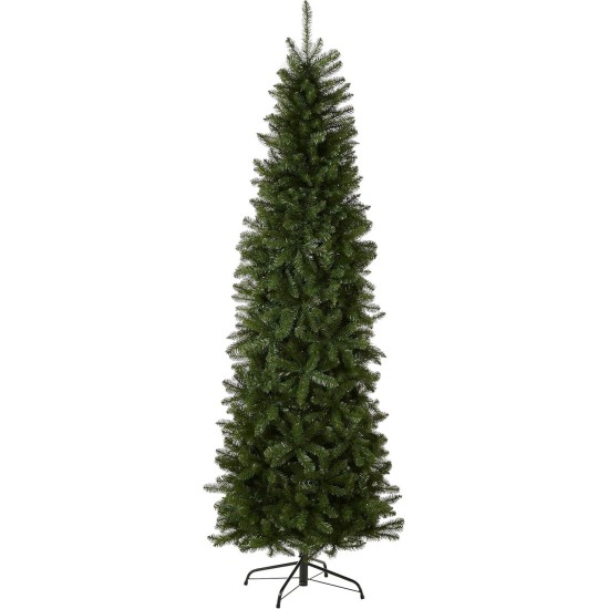  Artificial Slim Christmas Tree, Green, Kingswood Fir, Includes Stand, 9 Feet