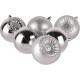  First Traditions Christmas Tree Ornaments, Metallic Silver with Swirls, Set of 6