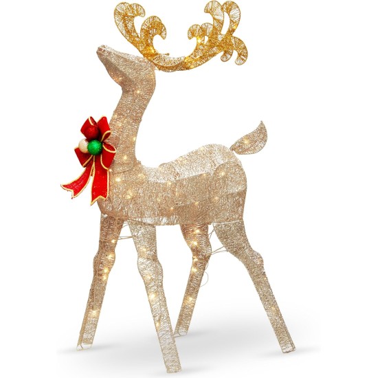  Pine 48 Inch Crystal Splendor Deer, Gold