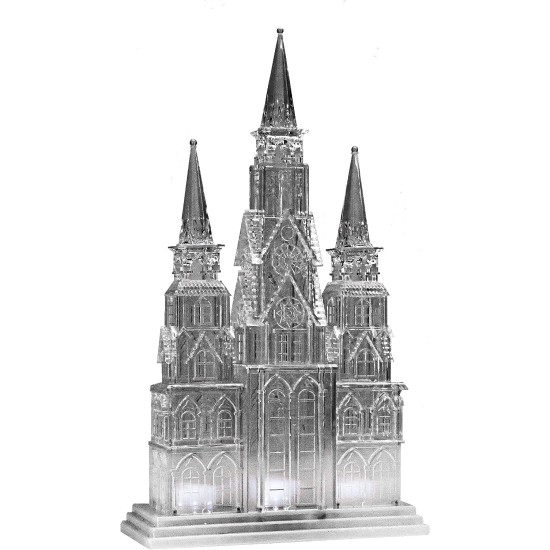  Pre Lit Christmas Cathedral Decoration, White LED Lights, Battery Powered, Christmas Collection, 17 Inches