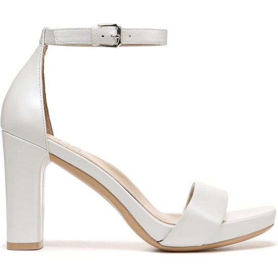 Womens Joy Ankle Strap Heeled Dress Sandal,White,7.5 Wide